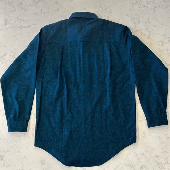 VINTAGE Pendleton Board Shirt Medium Blue Loop Collar Virgin Wool 70s Shacket - Picture 5 of 16